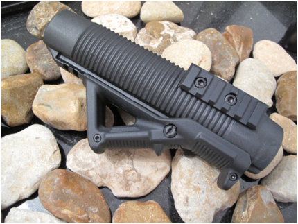 Mossberg 500 PicatinnyForend (Milled aluminum side-rails) + Magpul AFG 1 Angled Foregrip and Rail